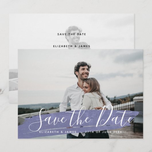 Eenvoudig minimalistisch Paars bespaart de datum v Save The Date (Voorkant / Achterkant)