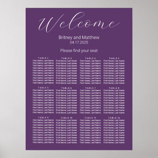 Eenvoudig minimalistisch Paars-weddenschapskaartje Poster (Voorkant)