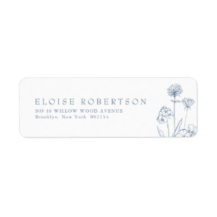 Eenvoudig minimalistisch Periwinkle Wildflower-adr Etiket