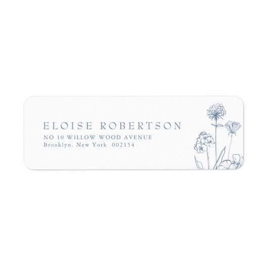 Eenvoudig minimalistisch Periwinkle Wildflower-adr Etiket (Voorkant)