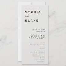 Eenvoudig minimalistisch platina huwelijksprogramm