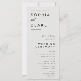 Eenvoudig minimalistisch platina huwelijksprogramm