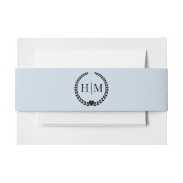 Eenvoudig Minimalistisch Poederblauw Monogram Uitnodigingen Wikkel