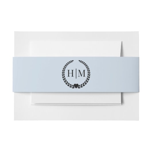 Eenvoudig Minimalistisch Poederblauw Monogram Uitnodigingen Wikkel (Voorkant Voorbeeld)