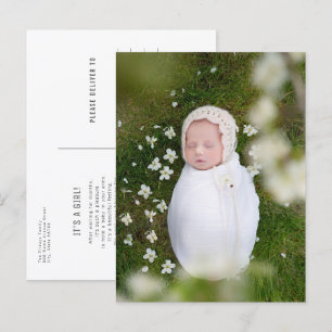 Eenvoudig minimalistisch portret foto-Baby aankond Briefkaart