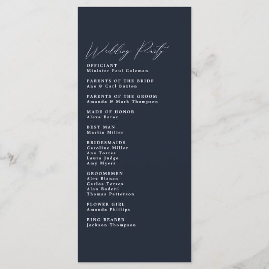 Eenvoudig minimalistisch programma voor donkere ma programmakaart (Achterkant)