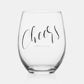 Eenvoudig Minimalistisch Proost en Namen Wijnglas Zonder Voet (Voorkant)