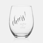 Eenvoudig Minimalistisch Proost en Namen Wijnglas Zonder Voet (Voorkant)