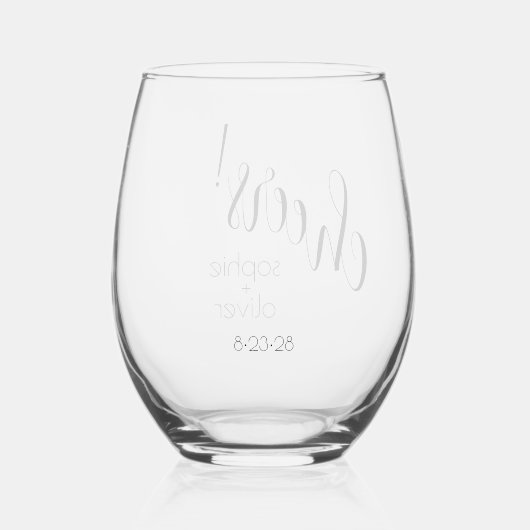 Eenvoudig Minimalistisch Proost en Namen Wijnglas Zonder Voet (Achterkant)