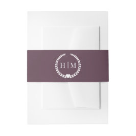 Eenvoudig Minimalistisch Pruim Paars Monogram Uitnodigingen Wikkel