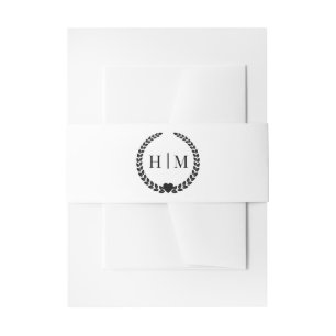 Eenvoudig Minimalistisch Puur Wit Monogram Uitnodigingen Wikkel