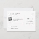 Eenvoudig minimalistisch QR-code RSVP-Briefkaart Notitiekaartje (Achterkant)