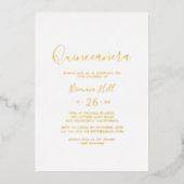 Eenvoudig minimalistisch Quinceañera Gold Folie Uitnodiging (Voorkant)
