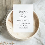 Eenvoudig minimalistisch reservaa la Fecha Save The Date<br><div class="desc">Deze eenvoudige minimalistische bruiloft reserva la fecha is perfect voor een moderne Spaanse bruiloft. Het eenvoudige en elegante ontwerp kenmerkt klassieke en fancy manuscripttypografie in zwart-wit.</div>