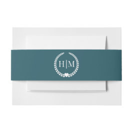 Eenvoudig Minimalistisch Rijke Bos Teal Monogram Uitnodigingen Wikkel