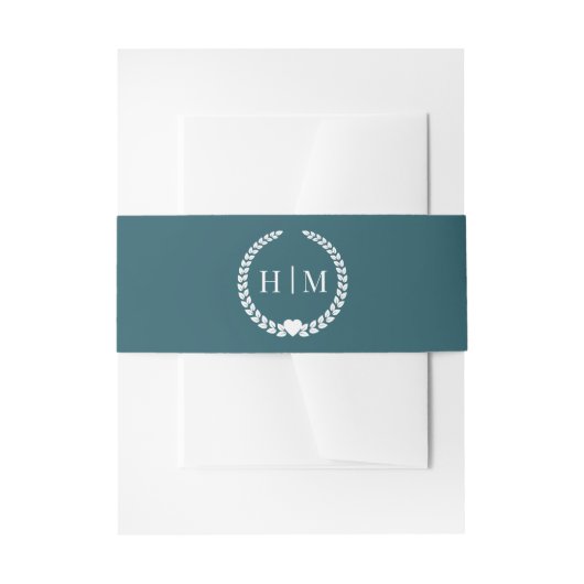 Eenvoudig Minimalistisch Rijke Bos Turquoise Monog Uitnodigingen Wikkel (Voorkant Voorbeeld)