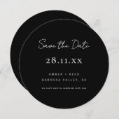 Eenvoudig minimalistisch rondje met zwart-wit en z save the date (Voorkant / Achterkant)