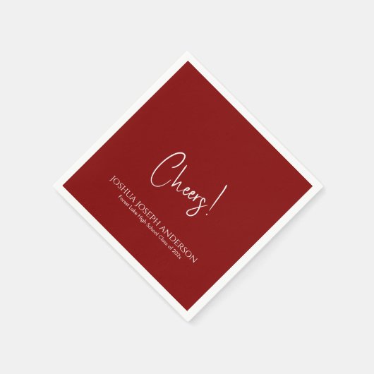 Eenvoudig minimalistisch rood afstudeerfeest servet (Hoek)