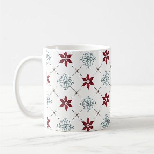 Eenvoudig minimalistisch rood blauw Star-patroon Koffiemok (Links)