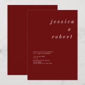 Eenvoudig minimalistisch rood en wit huwelijk kaart (Voorkant / Achterkant)