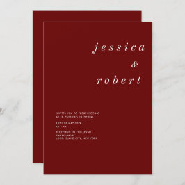 Eenvoudig minimalistisch rood en wit huwelijk kaart