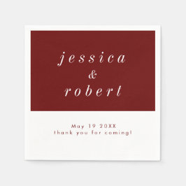 Eenvoudig minimalistisch rood en wit huwelijk servet