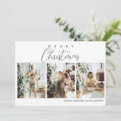 Eenvoudig minimalistisch rood fotocollage kerstmis feestdagenkaart (Staand voorkant)