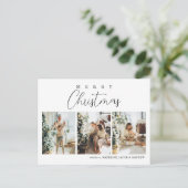 Eenvoudig minimalistisch rood fotocollage kerstmis feestdagenkaart (Staand voorkant)