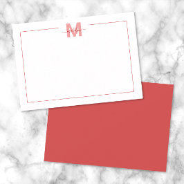 Eenvoudig Minimalistisch Rood Naam Monogram Notitiekaartje