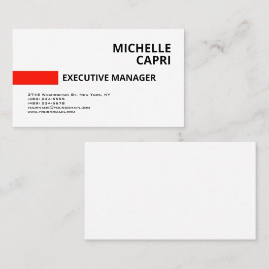 Eenvoudig minimalistisch rood wit modern visitekaartje (Voorkant / Achterkant)