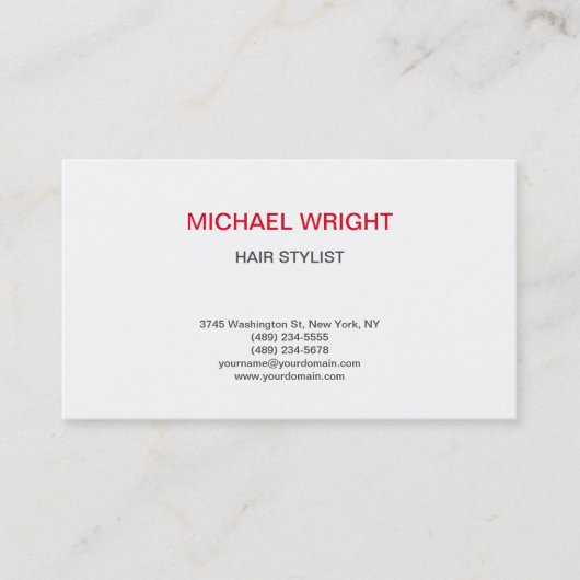 Eenvoudig minimalistisch rood wit modern visitekaartje (Voorkant)