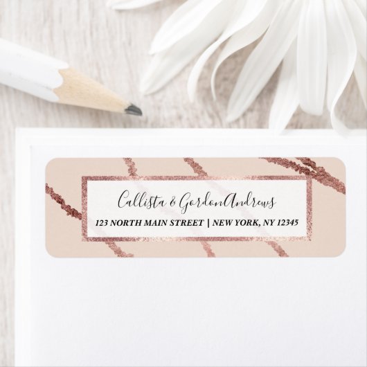 Eenvoudig minimalistisch Roos Goud Roze Squiggly S Etiket (Insitu)