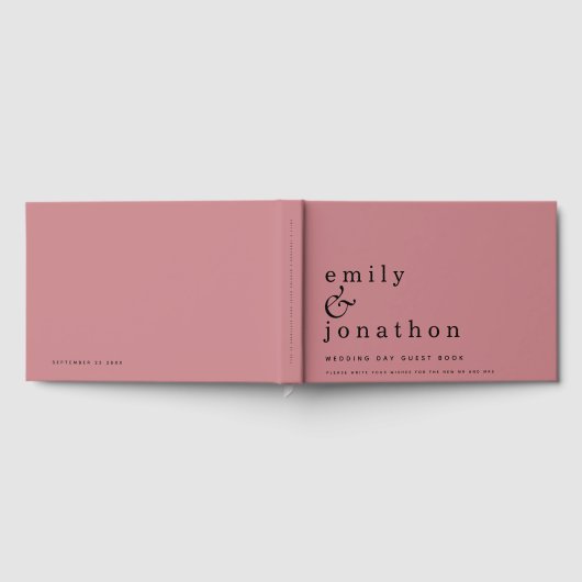 Eenvoudig minimalistisch Roos huwelijk Gastenboek (Volledig)