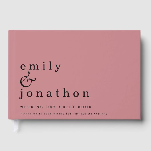 Eenvoudig minimalistisch Roos huwelijk Gastenboek (Voorkant)