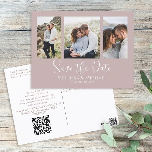 Eenvoudig minimalistisch Roos voor foto-Collage QR Briefkaart