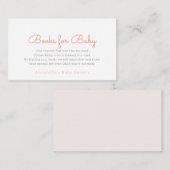 Eenvoudig minimalistisch roze Baby shower Book-req Informatiekaartje (Voorkant / Achterkant)