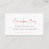 Eenvoudig minimalistisch roze Baby shower Book-req Informatiekaartje (Voorkant)