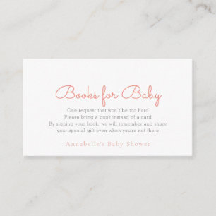 Eenvoudig minimalistisch roze Baby shower Book-req Informatiekaartje
