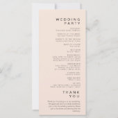 Eenvoudig Minimalistisch Roze Crème Trouwprogramma (Achterkant)