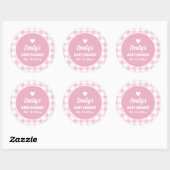 Eenvoudig minimalistisch roze gingham meisje Baby  Ronde Sticker (Vel)