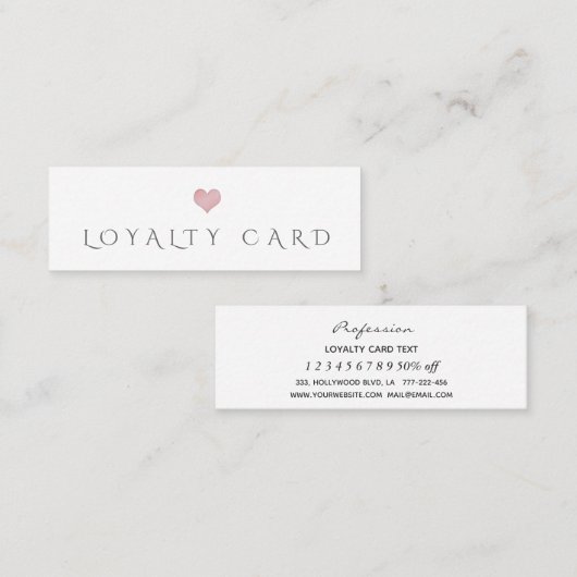 Eenvoudig minimalistisch roze hart Loyalty-kaart Klantenkaartje (Voorkant / Achterkant)