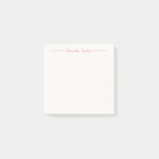 Eenvoudig minimalistisch roze monogram Volledige n Post-it® Notes (Voorkant)