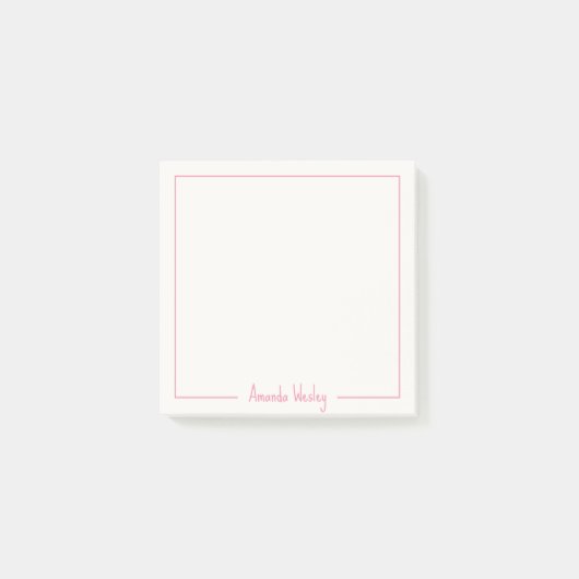 Eenvoudig minimalistisch roze monogram Volledige n Post-it® Notes (Voorkant)