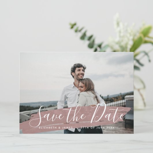 Eenvoudig minimalistisch roze roze sparen de datum save the date (Staand voorkant)