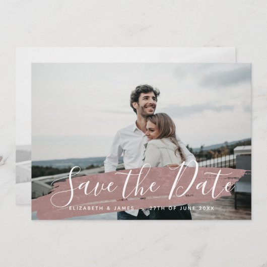 Eenvoudig minimalistisch roze roze sparen de datum save the date (Voorkant / Achterkant)