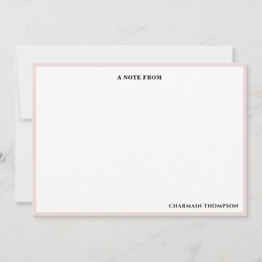 Eenvoudig minimalistisch roze wit notitiekaartje (Voorkant)