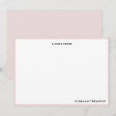 Eenvoudig minimalistisch roze wit notitiekaartje (Voorkant / Achterkant)