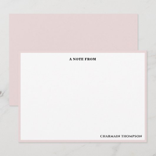 Eenvoudig minimalistisch roze wit notitiekaartje (Voorkant / Achterkant)