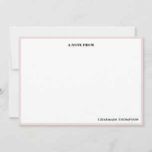 Eenvoudig minimalistisch roze wit notitiekaartje