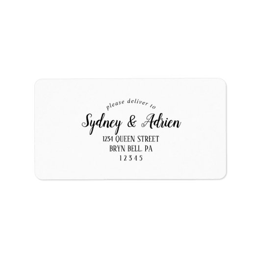 Eenvoudig minimalistisch RSVP-adreslabel voor brui Etiket (Voorkant)